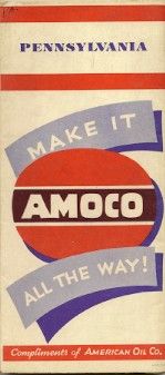 1948 AMOCO PERMALUBE Road Map PENNSYLVANIA Pittsburgh  