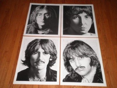   Set of 4 Litho Posters SIGNED Flori COA McCartney Lennon Ringo  