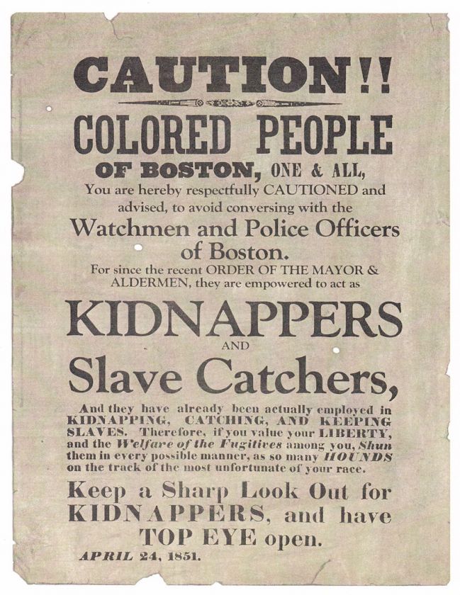 Colored People Boston 1851 Ad Slave Black Americana  