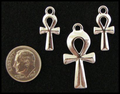 TierraCast Pewter Charm & Pendant Set  SILVER ANKH  