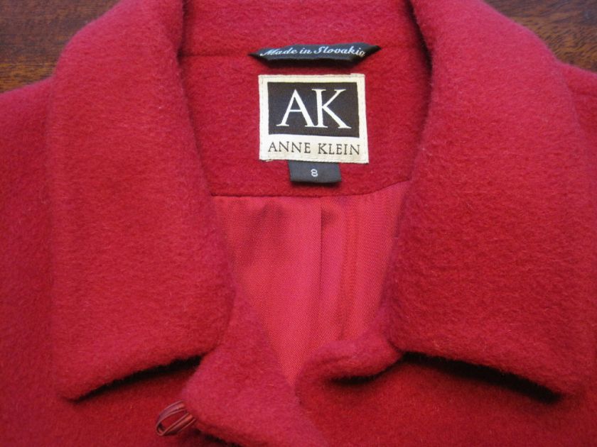 Ann Klein Red Pea Coat PEACOAT SZ 8 Must SEE  