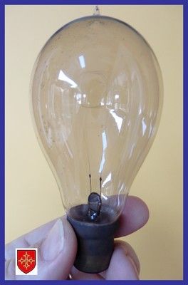 French 1900s Original Triple Loop Carbon Filament Edison Light Bulb 