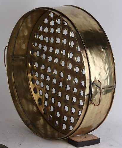 Strainer solid Brass OLD Vintage Sieve Antique Sift Bowl kitchen tray 