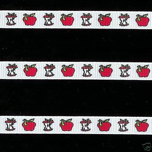 YARD 3/8 APPLES GROSGRAIN RIBBON  