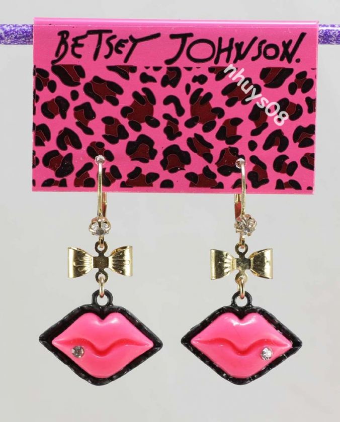 Free Ship Betsey Johnson lips charms Necklaces Earrings ring Set 
