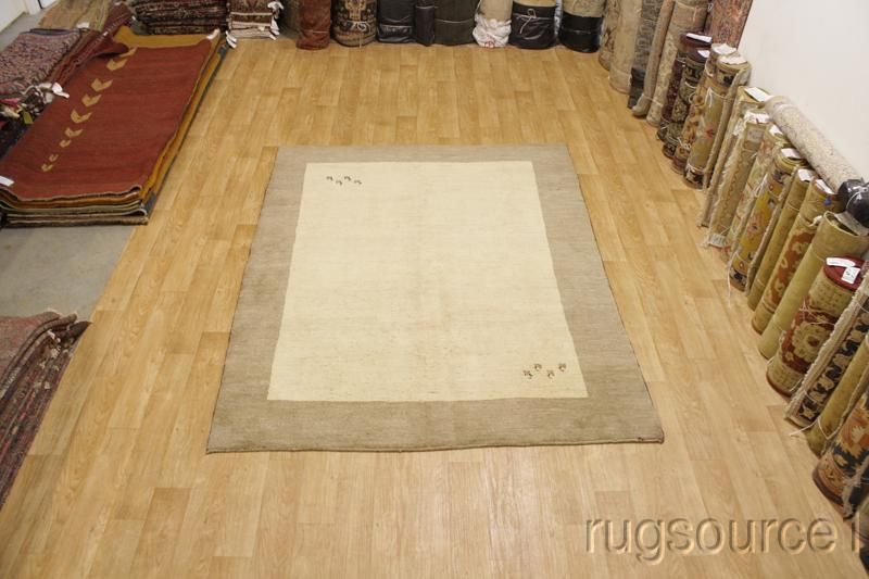 LARGE CONTEMPORARY MODERN IVORY 7X9 GABBEH PERSIAN ORIENTAL AREA RUG 