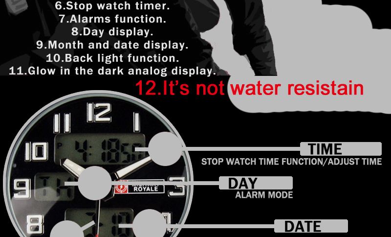 New Rubber Strap Military Men Black Sports Quartz Army Wrist Watch 