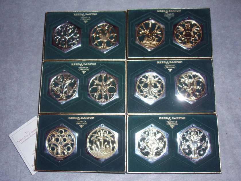 Reed Barton 12 Days Christmas Ornament Medallion Set 12 Silverplate 