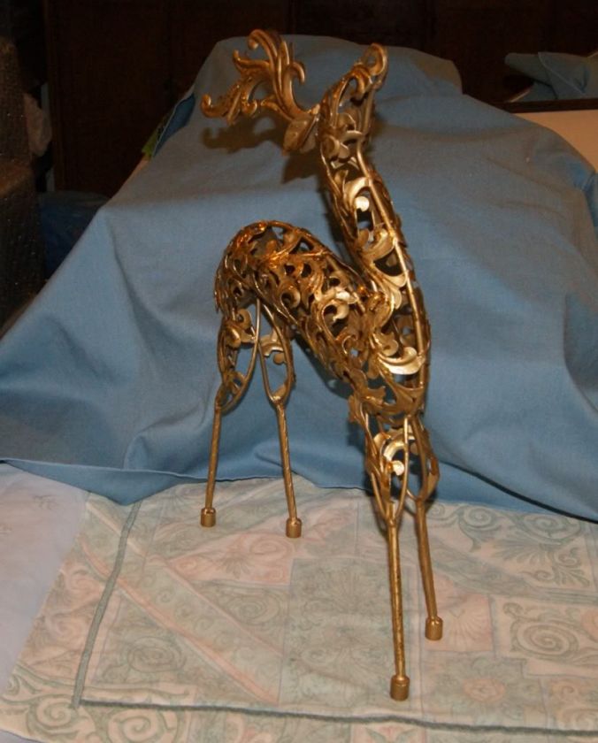 ART DECO VINTAGE METAL REINDEER 19 TALL BY 12 LONG XLENT CHRISTMAS 