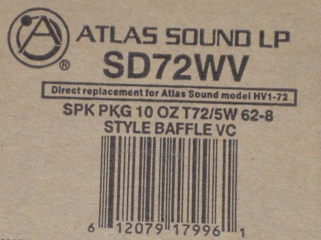 ATLAS SOUND 8 CEILING SPEAKER 5 WATT SD72WV NIB  