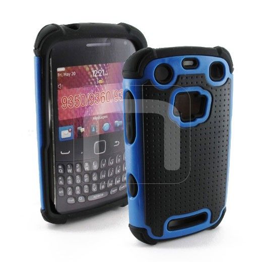 BLACKBERRY CURVE 9350/9360/9370 TRIPLE 3 LAYER BLACK / BLUE HARD SOFT 