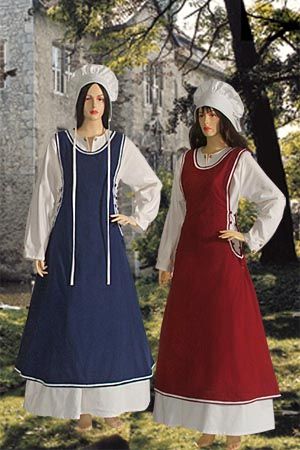 Peasant Maiden Servant Dress Outfit Handmade from Natural Cotton 