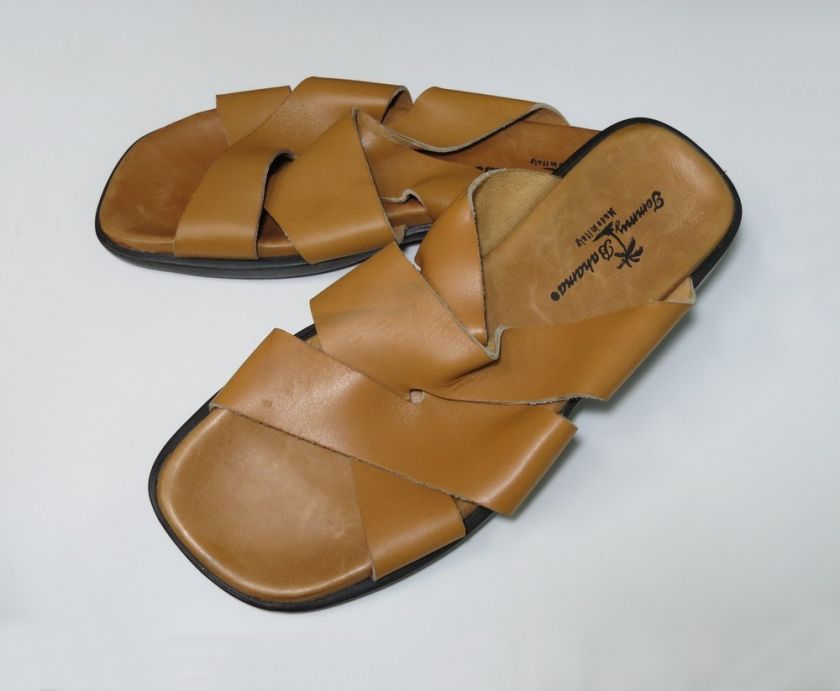 NEW TOMMY BAHAMA LIGHT BROWN LEATHER MENS CASUAL SLIDE SANDALS/SHOES 