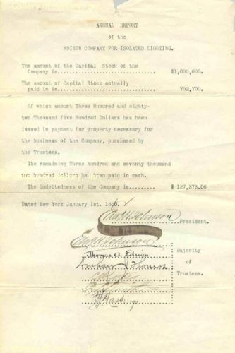 THOMAS A. EDISON   DOCUMENT SIGNED  