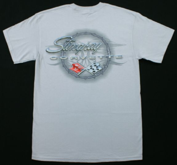 CORVETTE Chevy Stingray Logo T Shirt Grey Barbwire NWT  