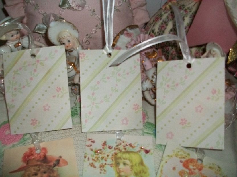 Set of 6 Maud Humphrey Pretty Little Girls Gift Tags Ornaments 