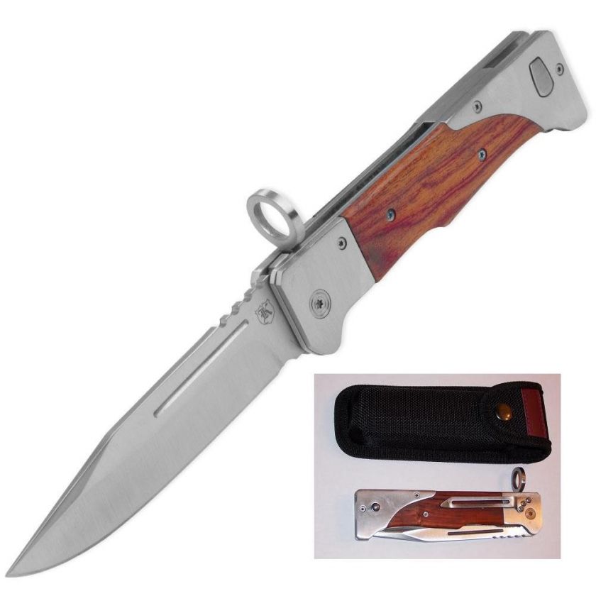 LARGE FOLDING BAYONET KNIFE WITH BELT CLIP AND SHEATH  