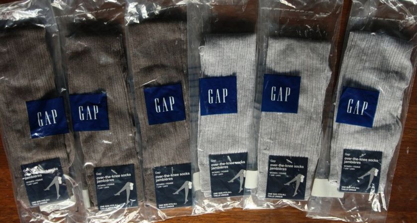 GAP over the knee ladies SOCKS   ONE SIZE FITS ALL   Grey and Neutral 