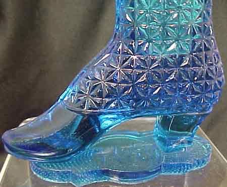 Findlay Glass Fine Cut Bouquet Boot Holder Blue OH  