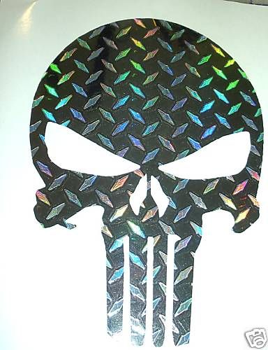 PUNISHER SKULL DECAL STICKER HOLOGRAM MINI DIAMONDPLATE  