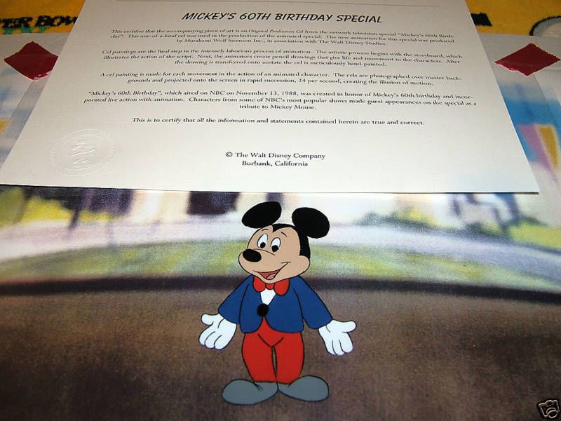 1988 DISNEY MICKEYS 60TH BIRTHDAY SPECIAL PROD CEL  