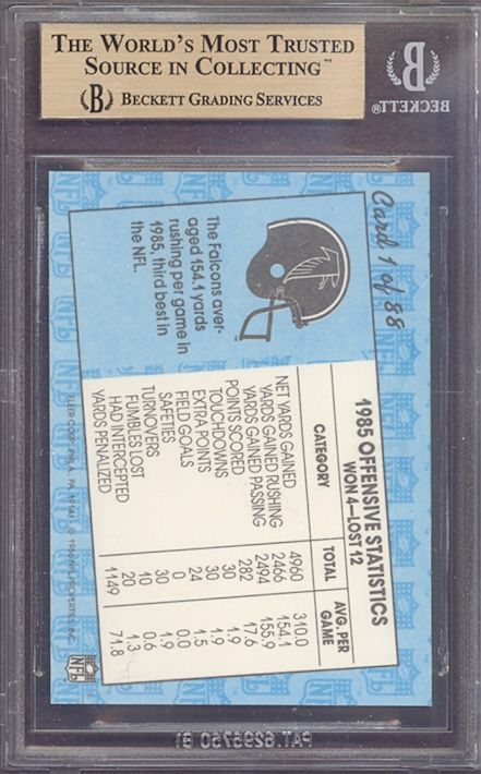 1986 Fleer Team Action #1 Falcons Preparing To Make A Cut BGS 9.5 