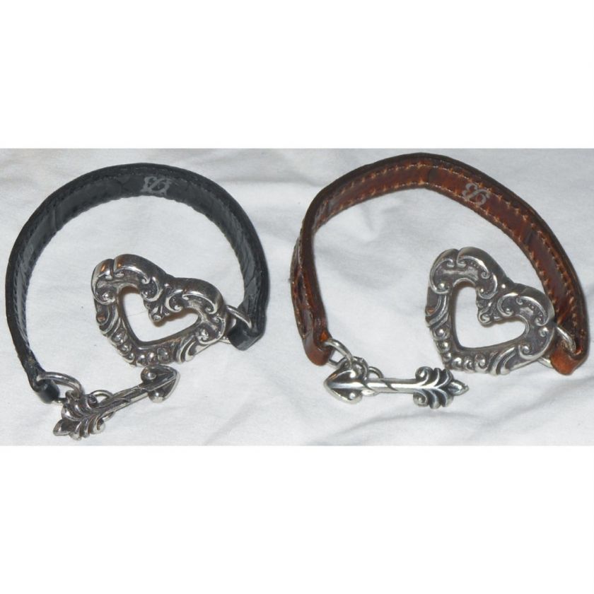 Ladies Brighton Valentine Heart & Arrow Clasp Cupid Leather Bracelet 