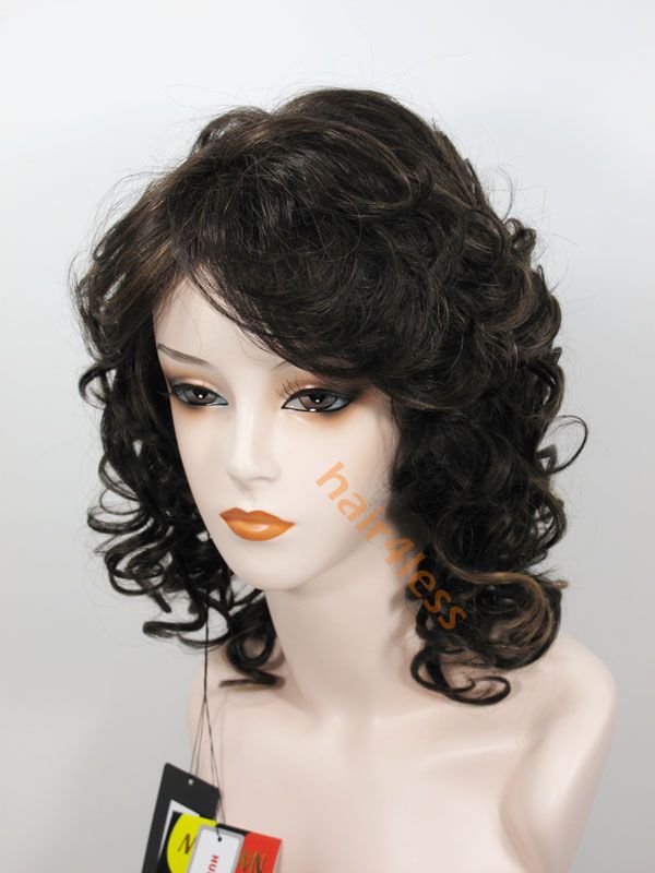 100% Human Hair Med Curly Full Wig H.TARIN Pick Color  