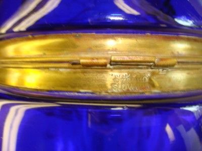 MOSER BOHEMIAN HAND ENAMELED COBALT BLUE GLASS TANTALUS  