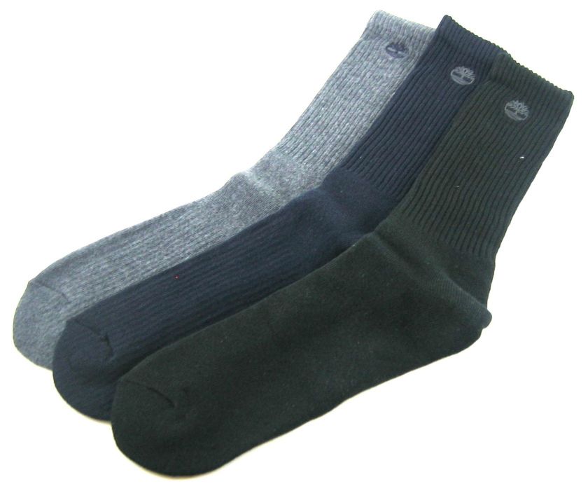 Timberland Grey, Navy & Black 3 Pack Crew Socks  