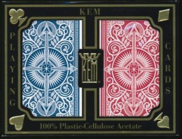 KEM Arrow Bridge Size Red Blue Cards 100% Plastic  