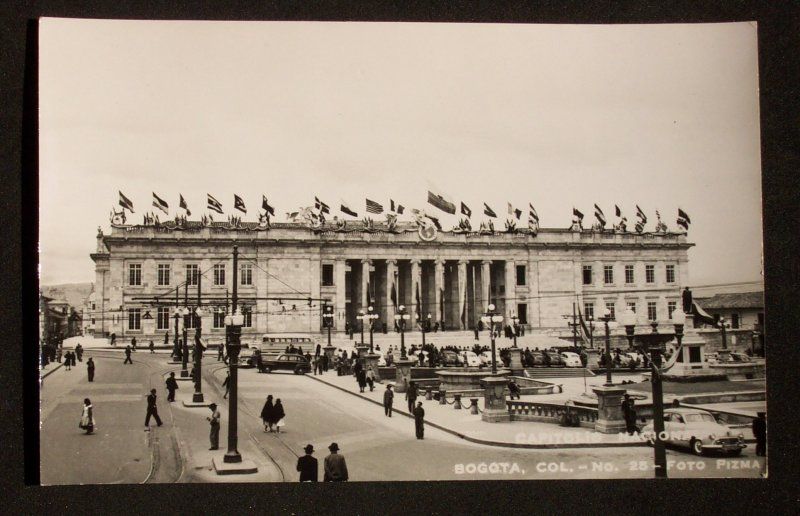 RPPC 1950s Capitolio Nacional Old Cars Bogota Colombia  