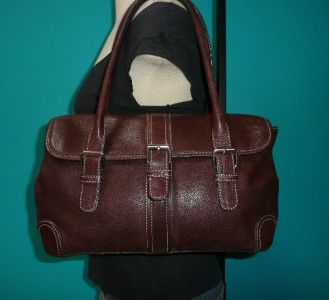  FOSSIL Brown Leather Medium Satchel Shoulder Bag Purse Boho  