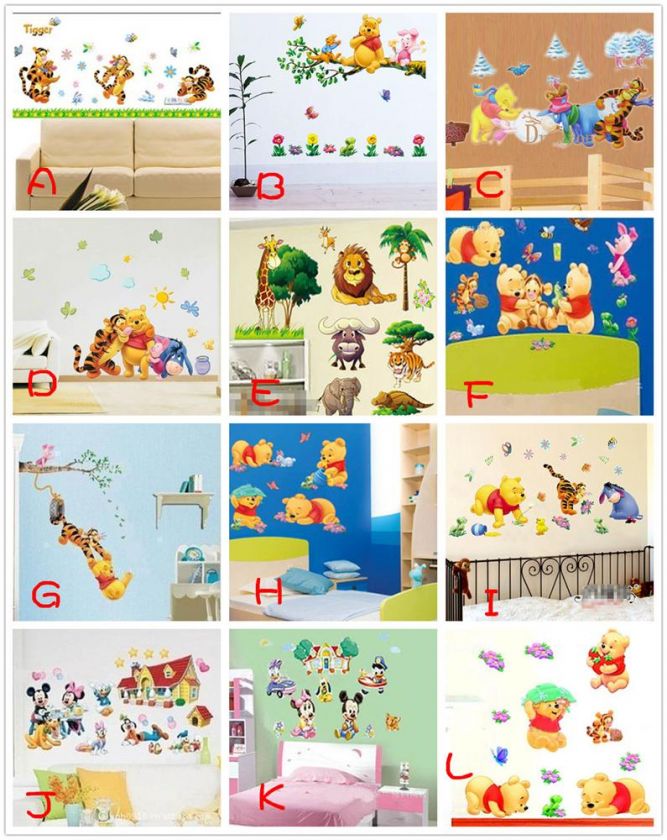 DIY Wall Baby Stickers Disney Winnie the Pooh Kids Nursery Room Decal 