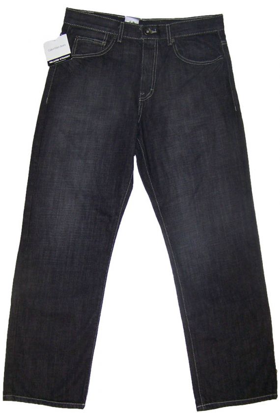 Mens Calvin Klein Relaxed Straight Leg Jeans NWT Black  