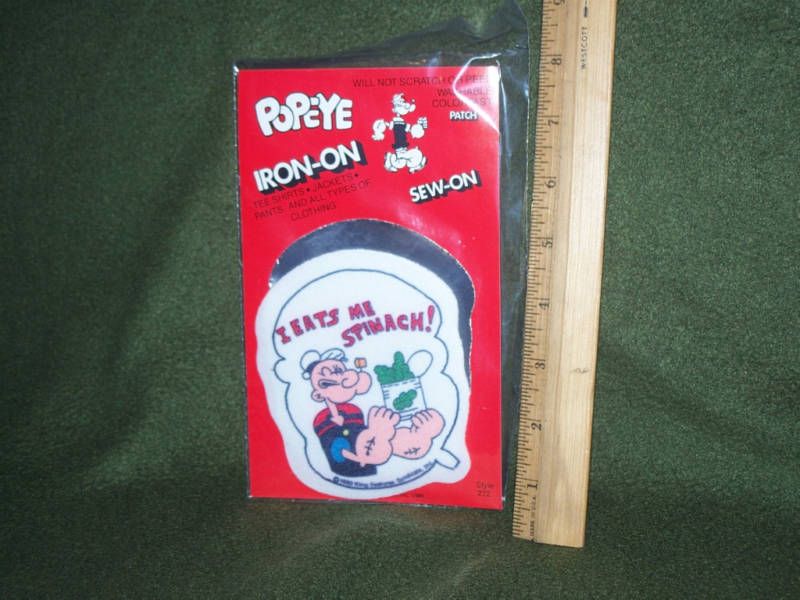 Vintage 1980 Popeye Iron On Iron On Patch Spinach  