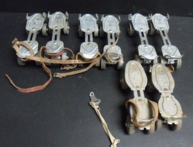 Vintage Hustler Speed King Metal Skates Lot 4 pair Key  