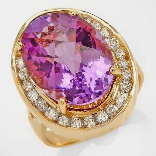 OUTSTANDING 10.01ctw Amethyst & H Diamond Ring 14K YG 9.5 grams Size 8 