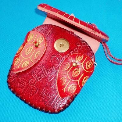 Handmade Genuine Cattle Leather Coin Change Purse Bag Wallet Owl