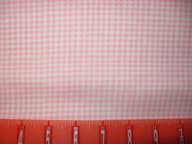 PINK WHITE GINGHAM CHECKS PLAID COTTON FABRIC BTHY 1/2 YARD  