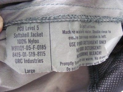 PCU Level 5 ORC Industries Alpha Grey SOF Jacket  LR USED  