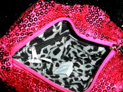   Johnson HOT PINK SEQUIN Kiss MARILYN Smooch LIPS CLUTCH PURSE HANDBAG