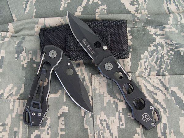 BLACK NINJA SR™ POCKET FOLDING KNIFE w CASE CAMPING  