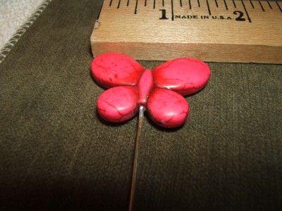 Carved Man made Stone Butterfly Hat pin with Solder end ~more pics 