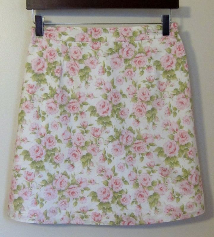 Shoshanna pink green floral tie back short skirt 8  