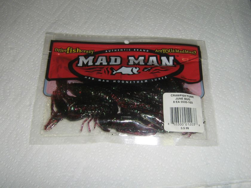 MAD MAN CRAWFISH TUBE FISHING LURES 3.5 8pk (Choice)  