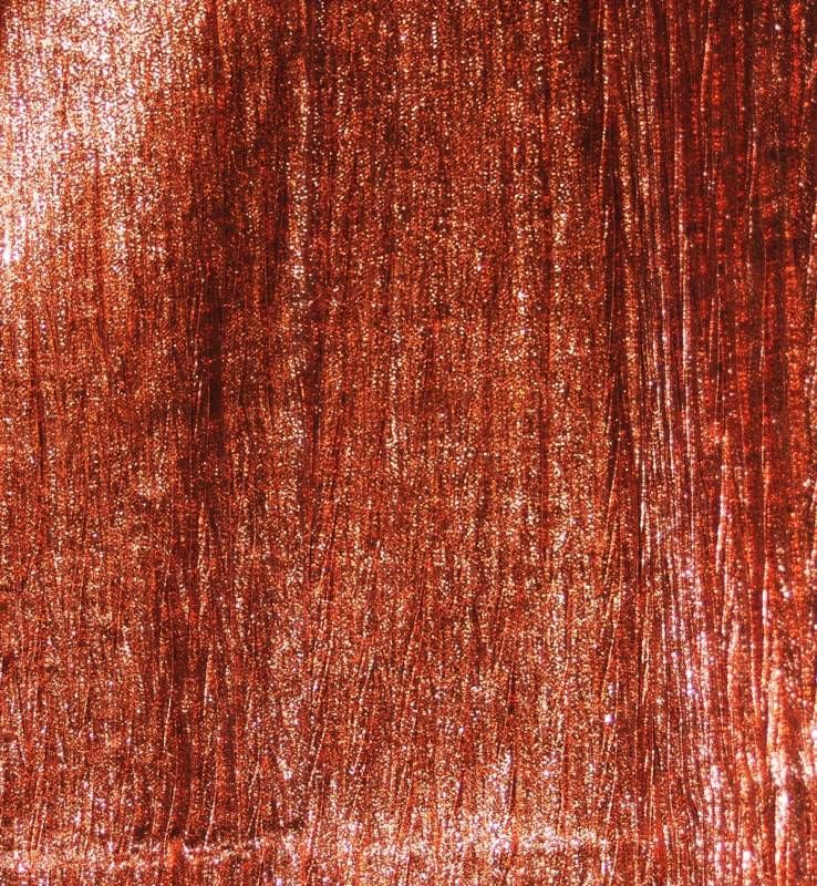 PLEATED LAME FABRIC COPPER STRETCH BY THE YARD  