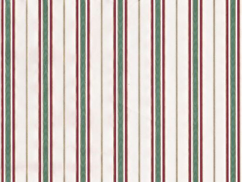 WALLPAPER RED, GREEN, GOLD, AND WHITE SILK STRIPE  