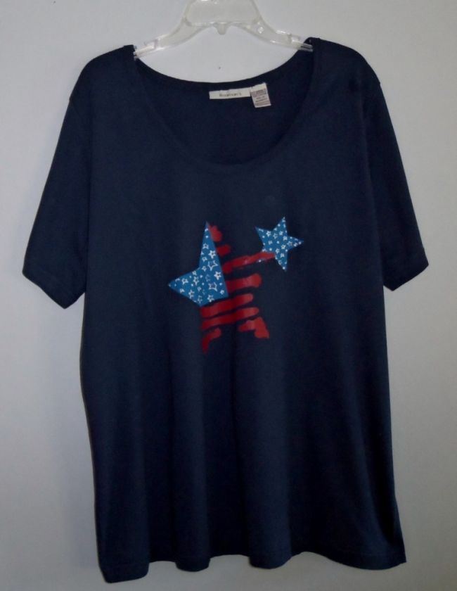 New Roamans Navy Cotton Patriotic Tee 3X (22 24W)  