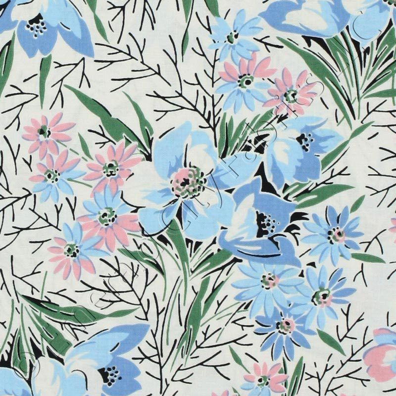 Robert Kaufman Betty Dear Bouquets Cornflower Fabric  